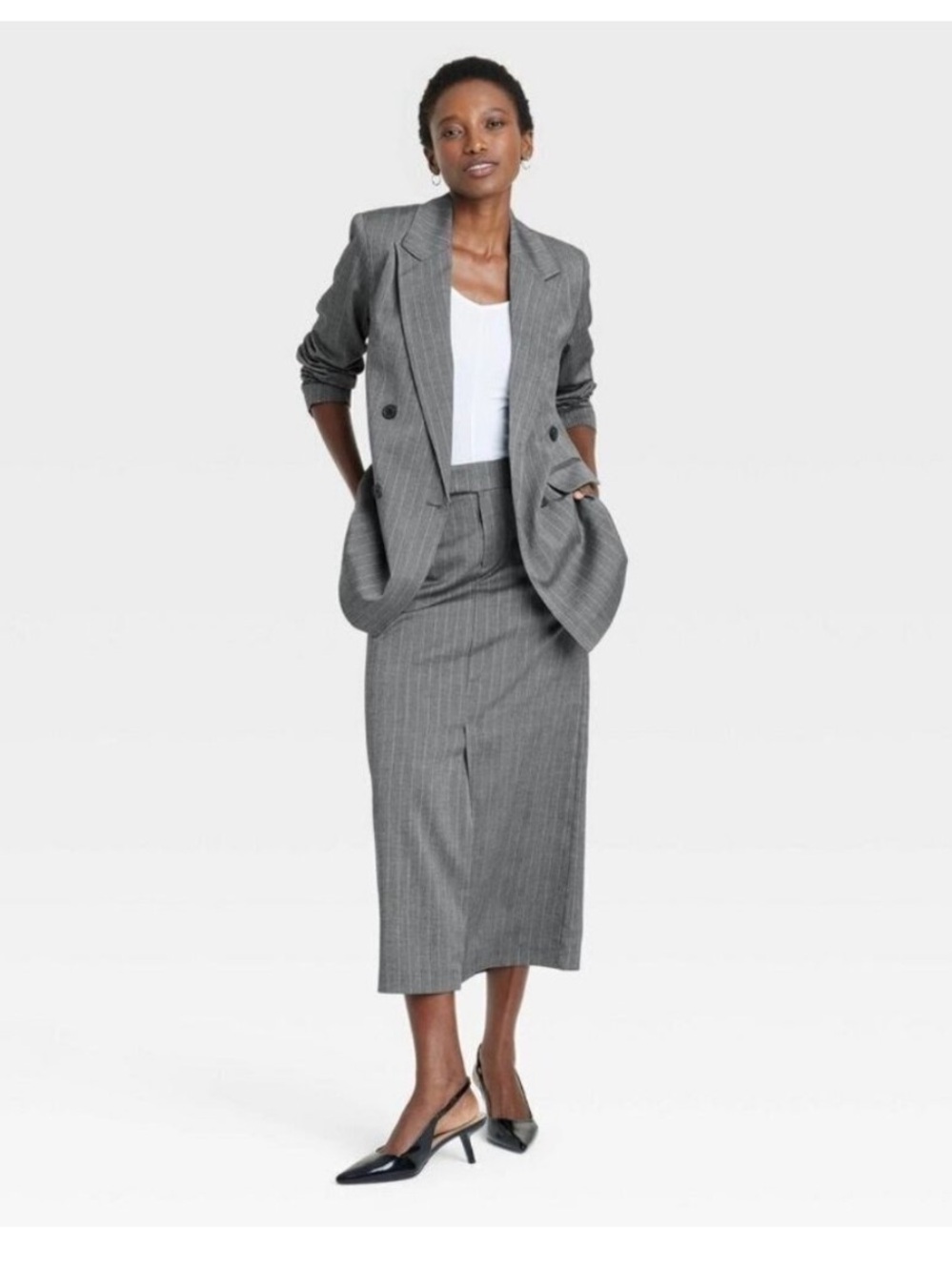 SUIT SET- pinstripe skirt AND blazer suit SET nwt